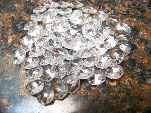 50Pcs 18Mm 2Hole Clear Octagon A9 Crystal Prism Glass Bead Chandelier Chain Part