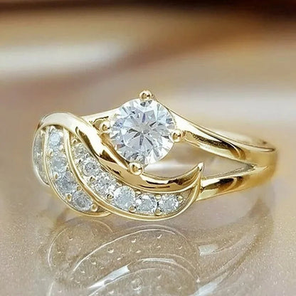 New Sapphire Angel Wings Charming Diamond Princess Ring Romantic Bride Proposal Eternity Ring Anniversary Christmas Gift for Girlfriend Mother's Day Gift Jewelry Size 5-11