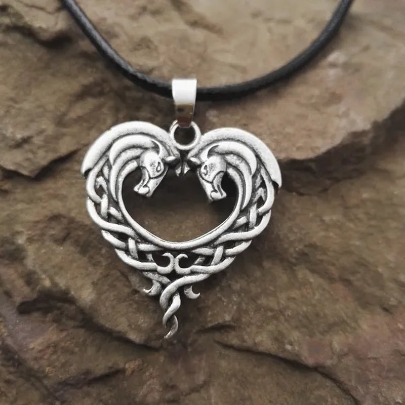 Fantasy Celtic Horse Lords Necklace Bronze Celtic Horse Heart Pendant