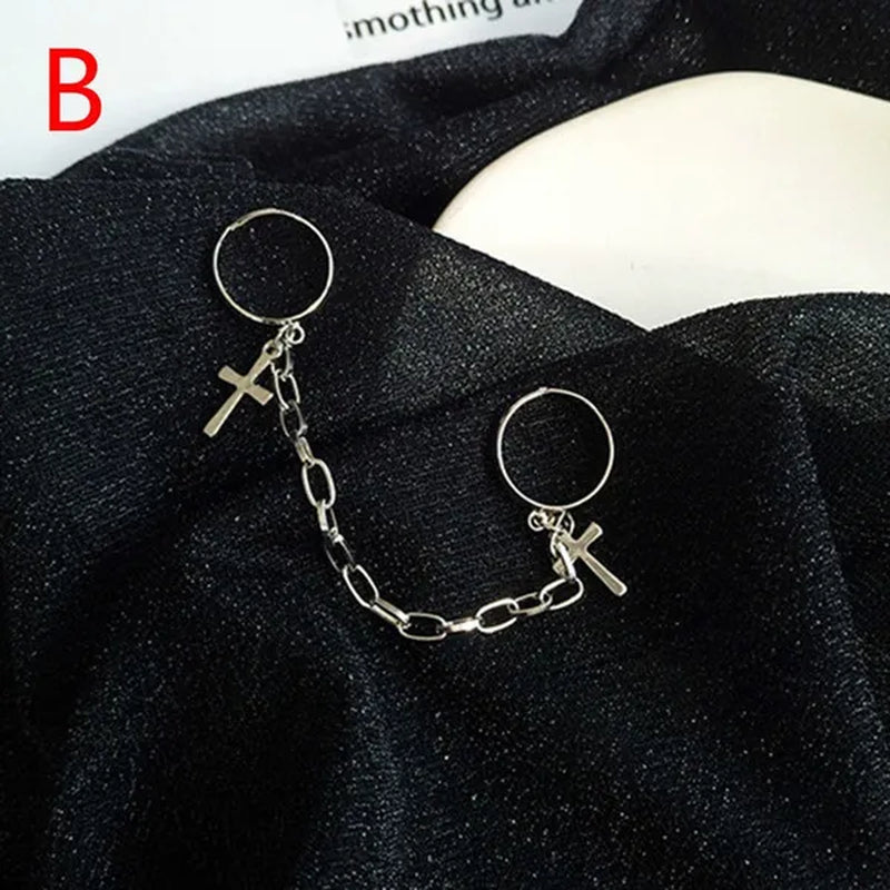 New Fashion Silver Color Hip-Hop Cross Ring Hand Finger Chain Adjustable Rings for Women Men Punk Jewelry Gifts