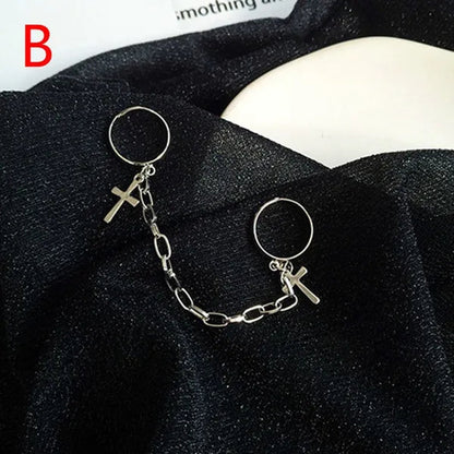 New Fashion Silver Color Hip-Hop Cross Ring Hand Finger Chain Adjustable Rings for Women Men Punk Jewelry Gifts
