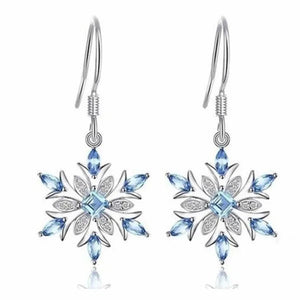 Natural Blue Topaz Dangle Earrings 925 Sterling Silver Snowflake Christmas Earrings Fashion Jewelry For Women