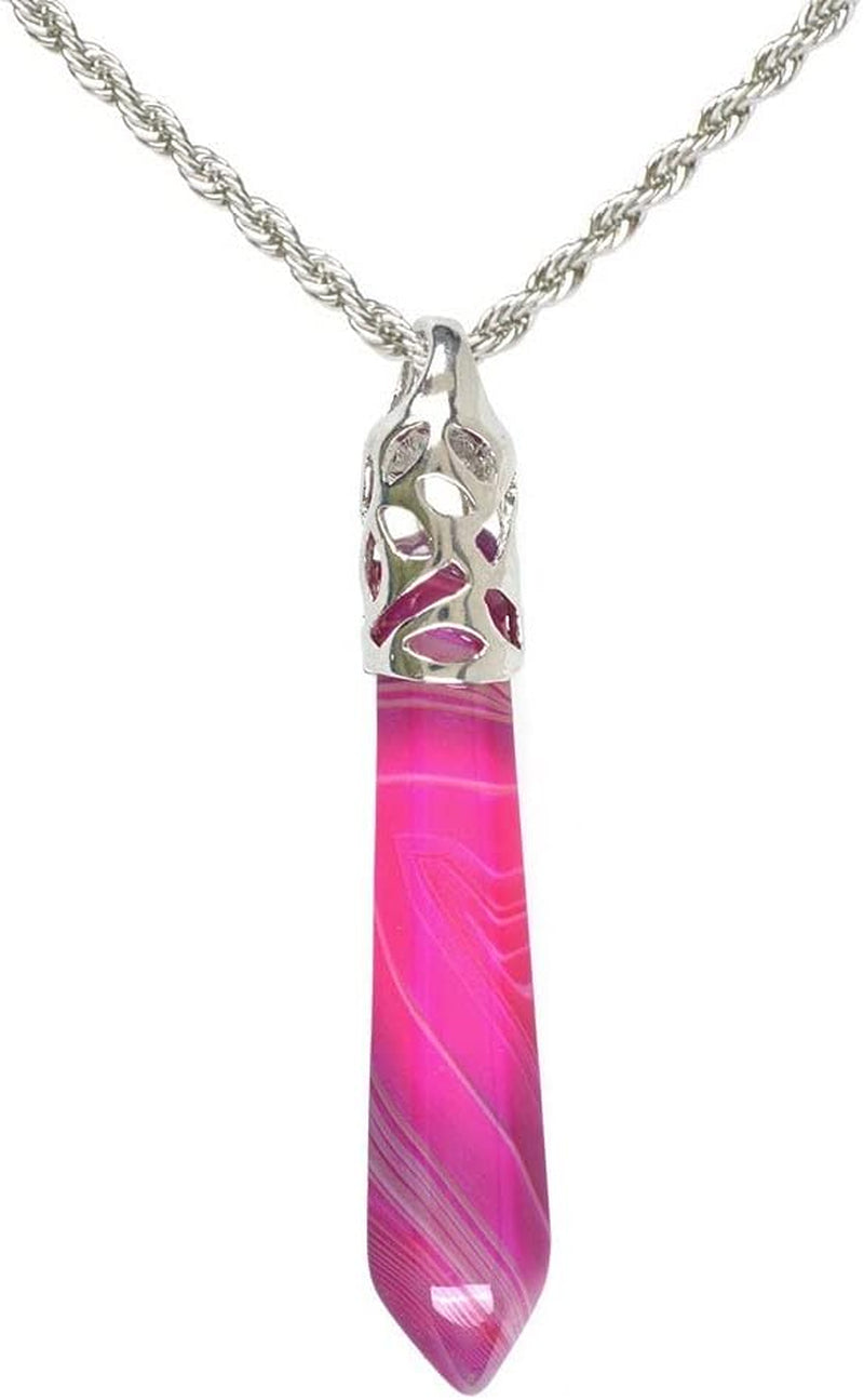 Hexagonal Pointed Reiki Chakra Pendant Stainless Steel Chain Necklace 20 Inch Iron Gift Box