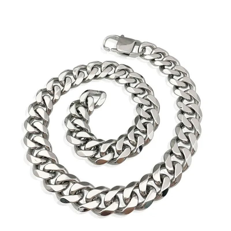 Men's or Women's Jewelry 15mm/19mm Stainless Steel Silver/Gold Curb Cuban Chain Necklace/Bracelet