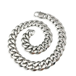 Men's or Women's Jewelry 15mm/19mm Stainless Steel Silver/Gold Curb Cuban Chain Necklace/Bracelet