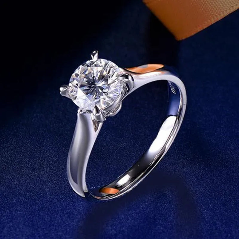 14K White Gold Rings for Women 2.0Ct round Cut Zirconia Diamond Solitaire Ring Wedding Band Engagement Bridal - WORLD TIME VISITS
