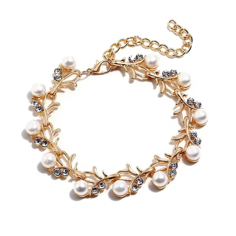 Elegant 3Pcs/Set Party Gift Wedding Bridal Jewelry Diamond Imitation Pearl Necklace Earring Sets