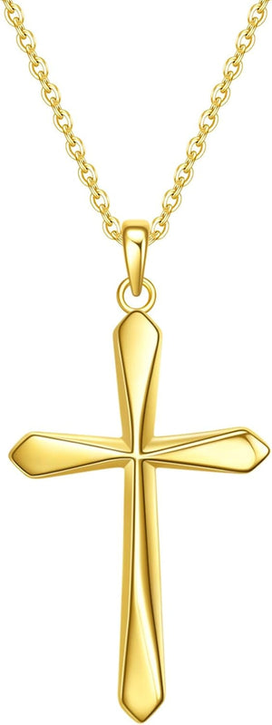 925 Sterling Silver Cross Pendant Necklace, Simple Cross Jewelry Gift for Women