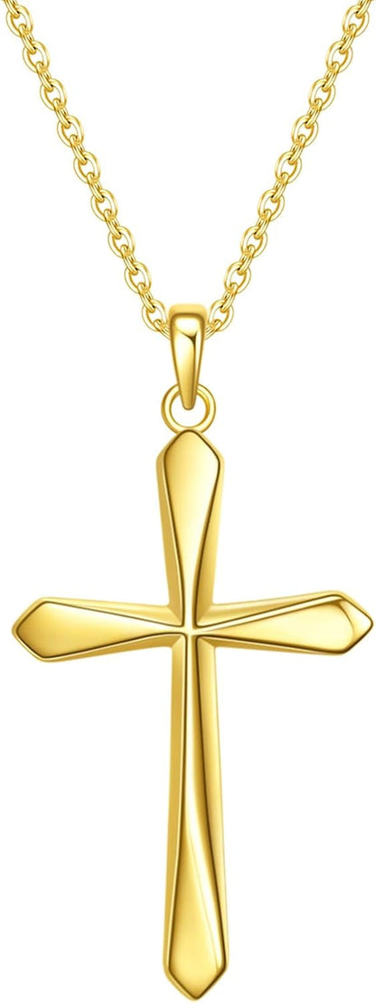 925 Sterling Silver Cross Pendant Necklace, Simple Cross Jewelry Gift for Women