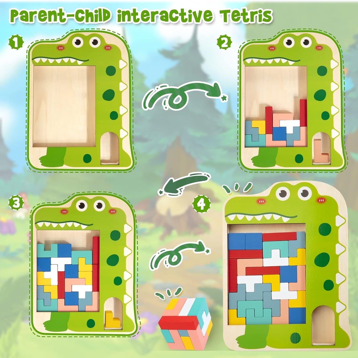 Wooden Blocks Puzzle Brain Toy for Kids Montessori STEM Educational Toy Pattern Blocks Gift for 3 4 5 6 7 Year Old Boys Girls