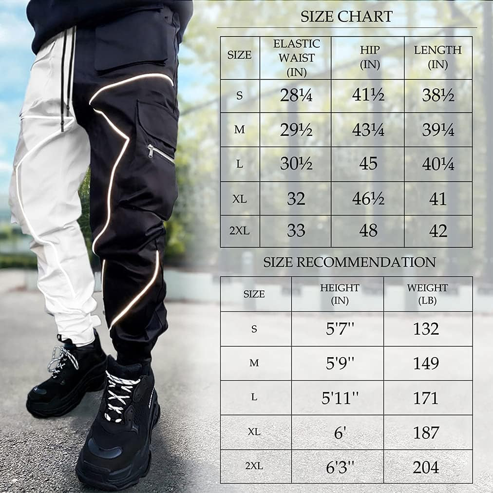 Mens Cargo Pants Hip Hop Techwear Harem Pant Jogger Sweatpants with Pockets Jogging Punk Khaki XL