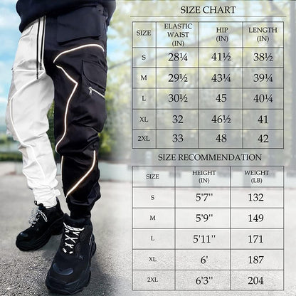 Mens Cargo Pants Hip Hop Techwear Harem Pant Jogger Sweatpants with Pockets Jogging Punk Khaki XL