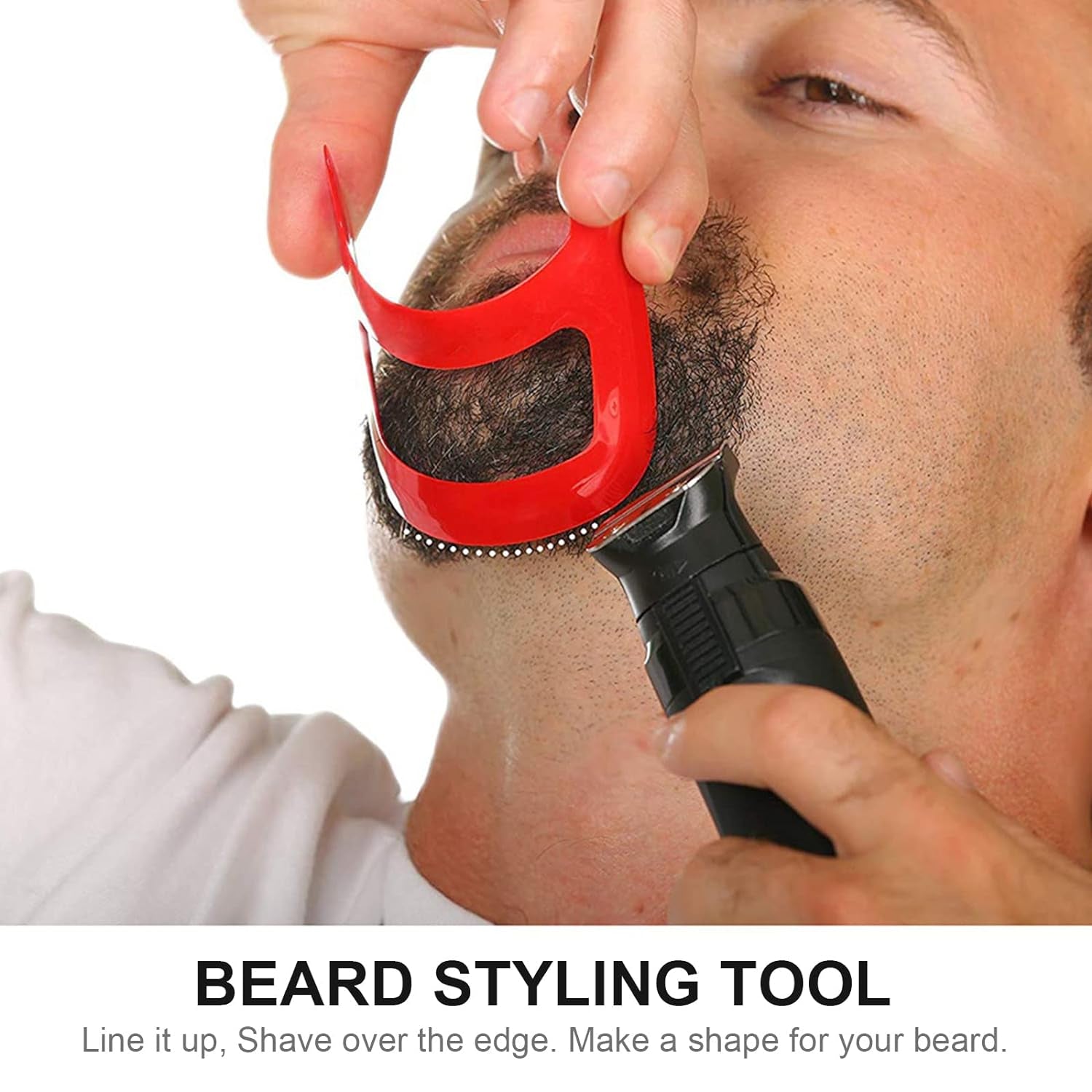 Goatee Shaving Template Shaping Edge up Tool for Goatee Trimming Lineup Beard Grooming Kit for Men One Size Fits All Self Cut Guide Use Barber Supplies 2Pcs