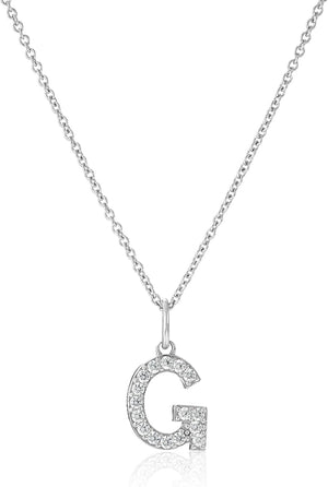 Platinum Plated Sterling Silver Infinite Elements Cubic Zirconia Initial Pendant Necklace, (Previously Amazon Collection)