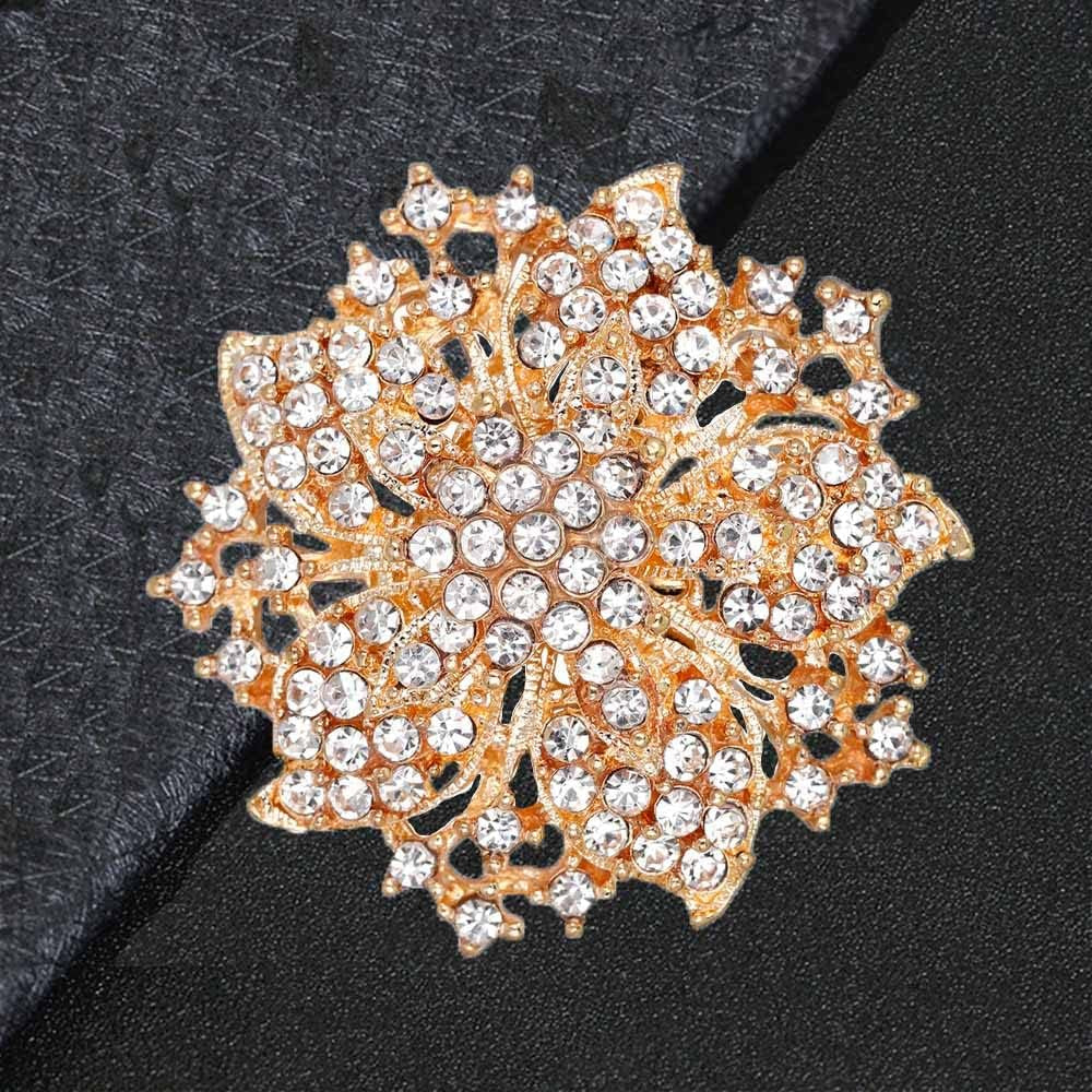 Fashion Jewelry Beautiful Silver Plated Rhinestone Crystal Brooch Pin for Woman