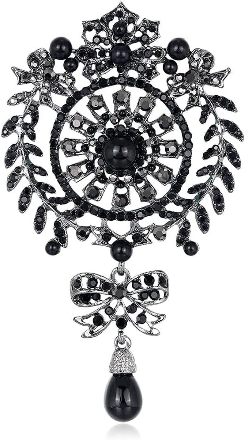 N a European and American Creative Personality Diamond-Studded Pearl Flower Brooch Fashion Clothing Tassel Water Drop Brooch (B)