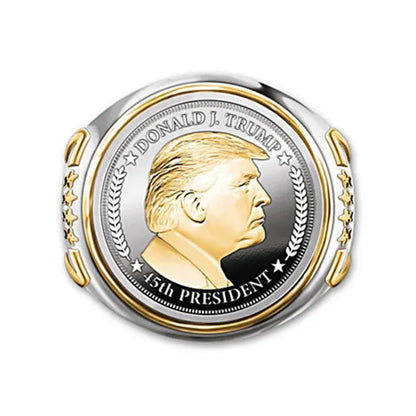President Trump Ring,Gold Platedmens Ring,Handmade Ring,Hip Hop Ring ,Mens Band Ring,Vintage Mens Ring,Gold Platedhandmade Ring,Elegant Men'S Ring