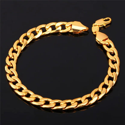 Men Cuban Link Bracelet 18K Stamp Platinum/Rose Gold/Yellow Gold Plated Curb Chain Bracelets