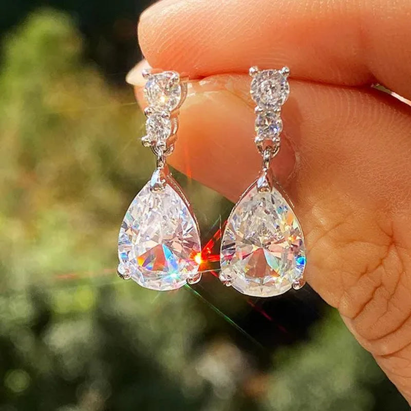 Exquisite Waterdrop Amethyst Drop Earrings for Women Engagement Wedding Jewelry Lover Birthday Gift - WORLD TIME VISITS