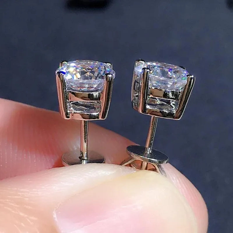 Exquisite 4 Prong Moissanite Solitaire Stud Earrings for Women Girl Daily Casual Ear Stud Accessories