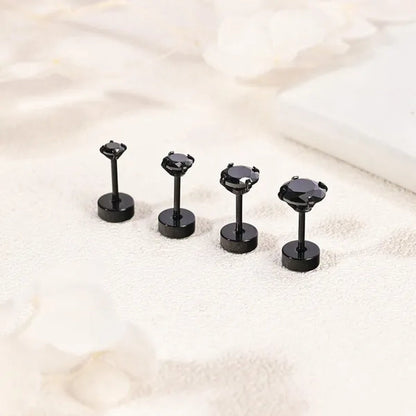 1 Pair Stainless Steel White Zircon Stud Earrings for Women Men Claw Earring Ear Helix Cartilage Piercings Flat Back Earrings Jewelry 20G
