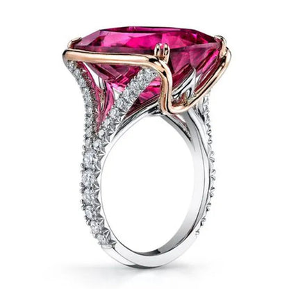 Charming 925 Solid Sterling Silver Ruby Diamond Ring Wedding Party Jewelry Gifts