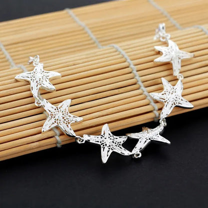 925 Sterling Silver Starfish Charm Bracelet Women Silver Jewelry Accessories