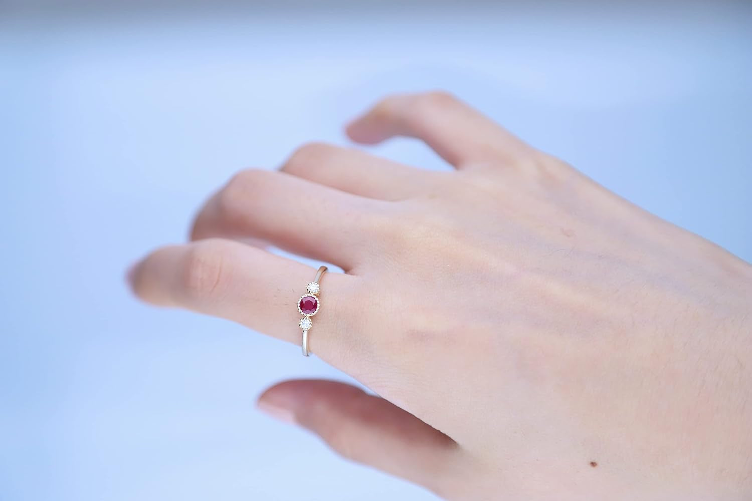 10K Yellow Gold Mozambique Genuine Ruby Ring with Diamonds for Women | Ethically, Authentically & Organically Sourced (Round) Shaped Ruby Hand-Crafted Jewelry for Her | Ruby Ring for Women