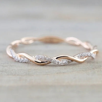 Diamond Ring Engagement Ring  Diamond Anniversary Twined Vine Simple Infinity Eternity Ring Bridal Women Promise Ring Anniversary Gold Wedding Bands Size 4-10 - WORLD TIME VISITS