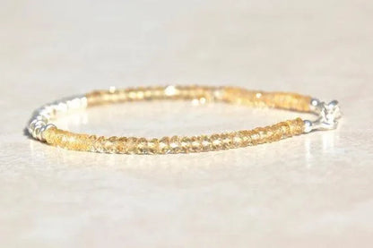 Citrine Bracelet Yellow Beaded Bracelet Gemstone Bracelet
