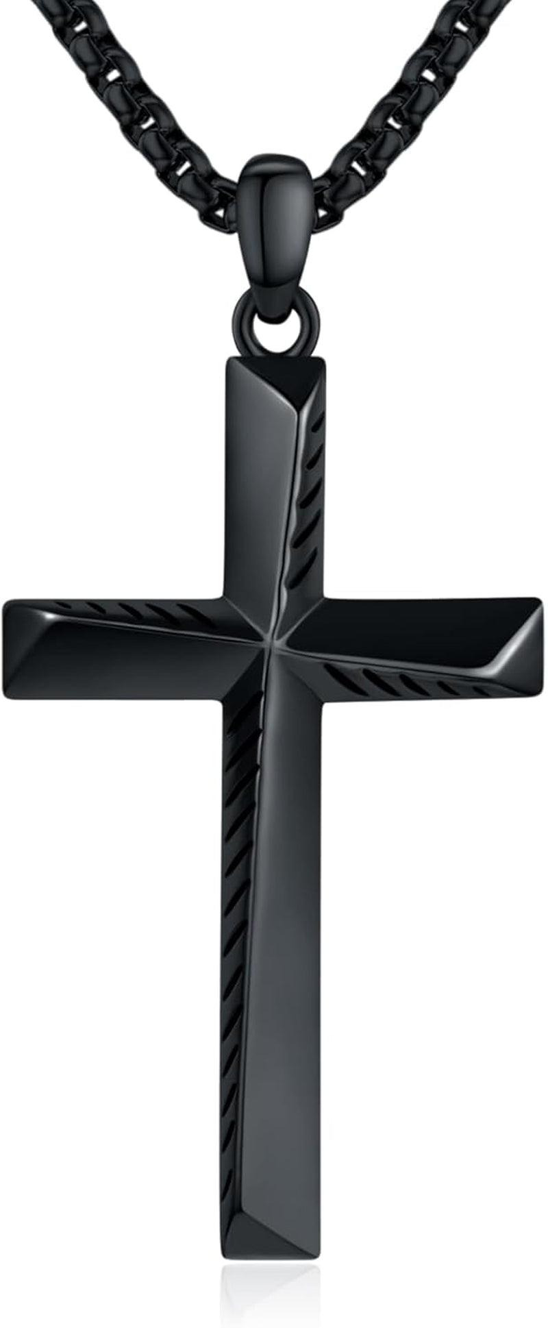 Black Cross Necklace for Men 925 Sterling Silver Cross Pendant Necklace Cross Jewelry Gifts for Men Women