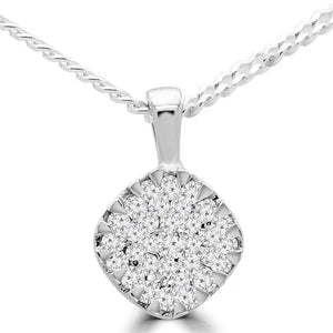 Majesty Diamonds MDR190025 0.12 CTW round Diamond Cluster Pendant Necklace in 14K White Gold with Chain