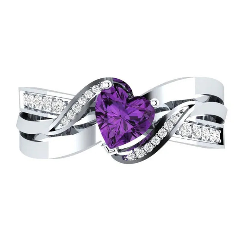 Natural Black Sapphire & Diamond Heart Cut Engagement Wedding 18 K White Gold Filled Ring - WORLD TIME VISITS