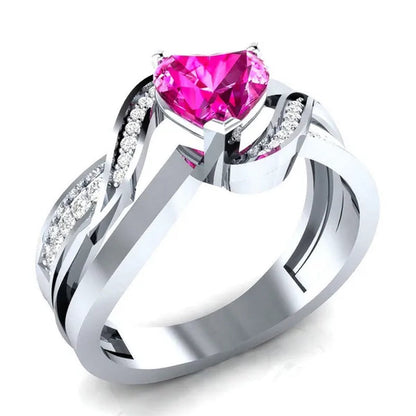 Natural Black Sapphire & Diamond Heart Cut Engagement Wedding 18 K White Gold Filled Ring - WORLD TIME VISITS