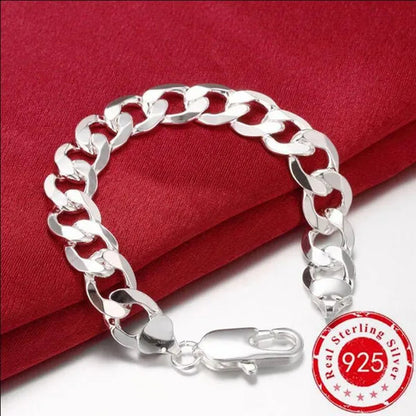 Wholesale High Quality 925 Sterling Silver Fashion Jewelry Set 925 Silver Curb Link Chain Bracelet & Necklace16-30 Inches for Women and Men