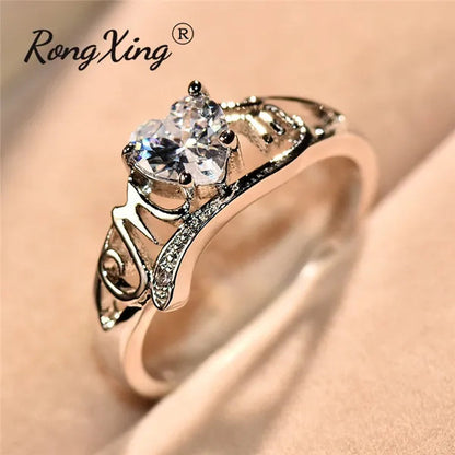 Love Mom 2ct Heart Shape Diamond/Amethyst/Emerald/Pink/Blue Sapphire/Black Diamond 925 Silver Ring Nana Ring Grandma Mum Jewelry Size 5-10