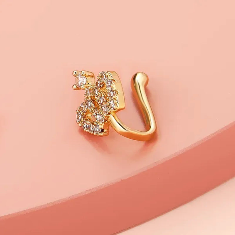 1 PC Crystal Diamond Zircon Star Heart Moon Fake Piercing Nose Ring Copper Spiral Non Piercing Clip on Nose Ring Ear Clips Cuff Fashion Body Jewelry - WORLD TIME VISITS