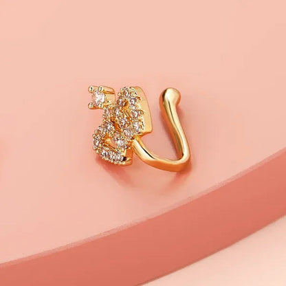 1 PC Crystal Diamond Zircon Star Heart Moon Fake Piercing Nose Ring Copper Spiral Non Piercing Clip on Nose Ring Ear Clips Cuff Fashion Body Jewelry - WORLD TIME VISITS