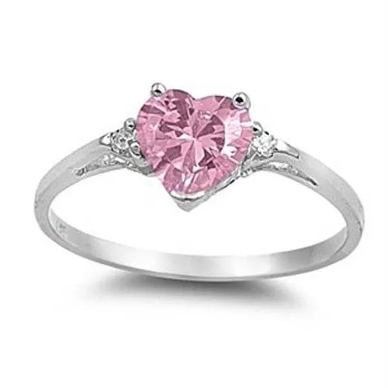 women's fashion silver Heart white sapphire Promise Ring  wedding rings for women size 6 7 8 9 10