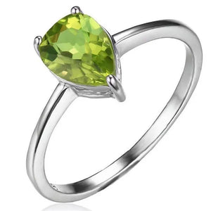 Majesty Diamonds MDS170216 1.33 CT Pear Green Peridot Cocktail Ring in .925 Sterling Silver - Size 6