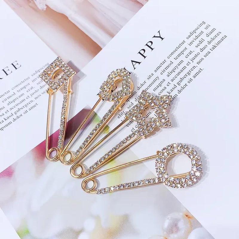 Women Brooch Pins Sweater Shawl Clips Crystal Brooches, Safety Pins Dress Shirt Clips for Women Rhinestone brooch women's anti slip button clothing accessories