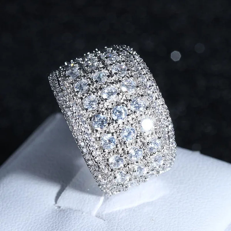 New Luxury Fashion Round Moissanite Diamond Ring Engagement Ring for Women Lady Anniversary Gift Jewelry Christmas Gift