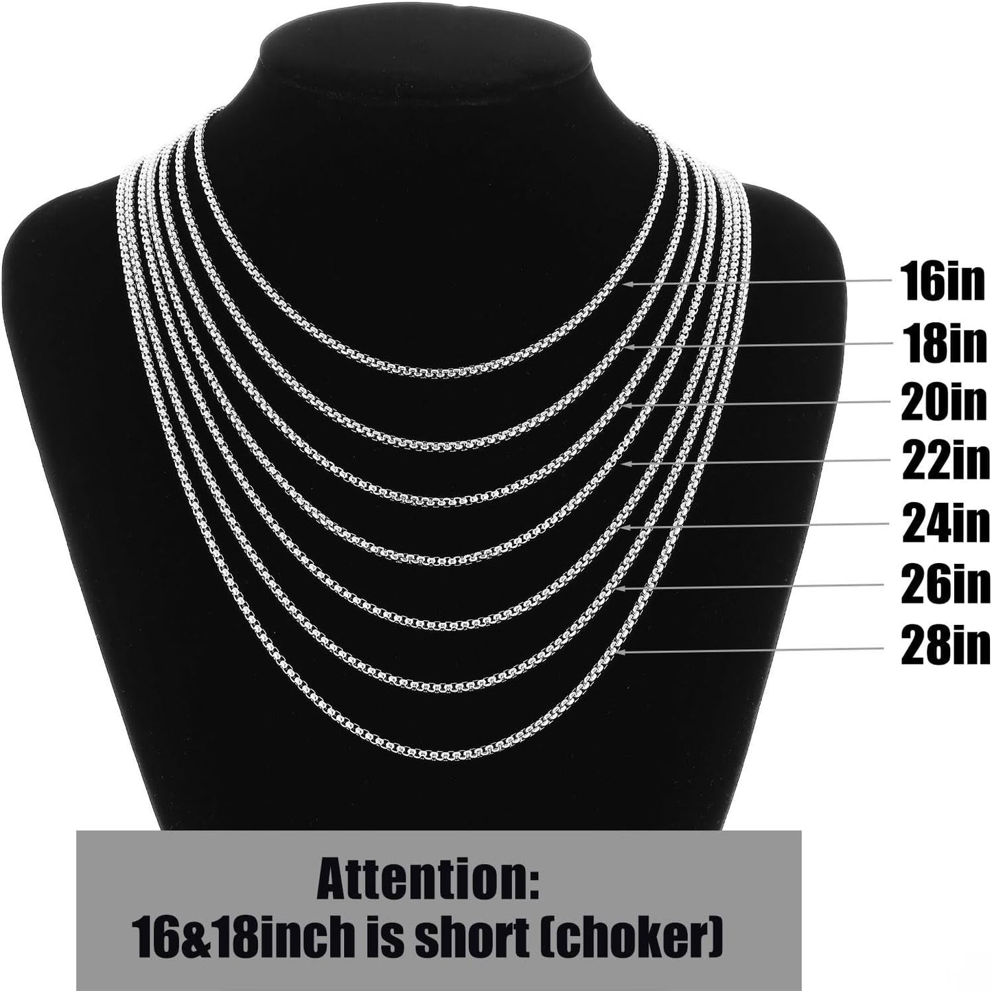 Valentines Gifts for Him - Cross Necklace for Men, Silver/Gold/Black Mens Cross Necklaces with 2.5Mm Cross Chain and Stainless Steel Cross Pendant, Box Chain 16-24 Inch, Jewelry Gift