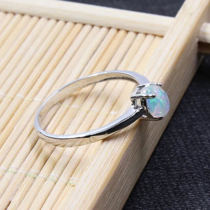 100% Natural Opal Ring for Engagement 4 Mm * 6 Mm Brilliant Opal Silver Ring Real 925 Sterling Silver Opal Ring Romantic Gift