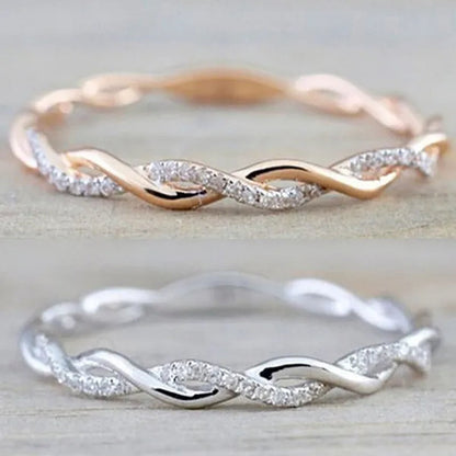 Diamond Ring Engagement Ring  Diamond Anniversary Twined Vine Simple Infinity Eternity Ring Bridal Women Promise Ring Anniversary Gold Wedding Bands Size 4-10 - WORLD TIME VISITS