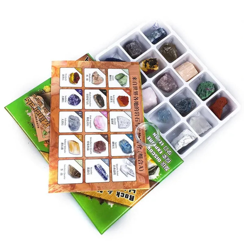 15 Types Rock Minerals Gift Box Smokey Quartz Kyanite Apatite Sodalite Selentite