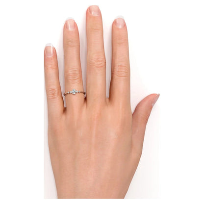 Oval Cut Moissanite and 4 Stone Diamond Fashion Dainty Ring in 10K White Gold