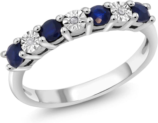 925 Sterling Silver Blue Sapphire & White Diamond Engagement Ring for Women | Wedding Ring for Women | Available in Size 5, 6, 7, 8, 9