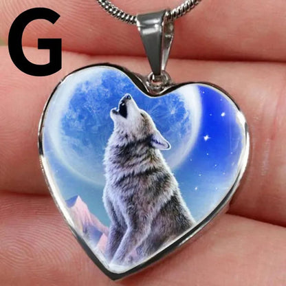 Exquisite Fashion Women'S Classic Heart-Shaped Animal Jewelry Indian Wolf Necklace Crystal Necklace Women'S Jewelry Accessories Birthday Holiday Anniversary Gift