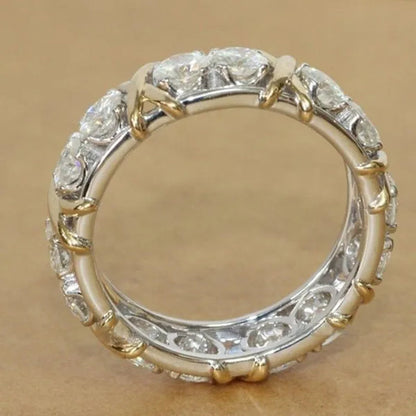 So Sparkling ! 925 Solid Sterling Silver Natural Gemstone White Sapphire Diamond Eternity Stackable Band Ring Wedding Engagement Fine Jewelry